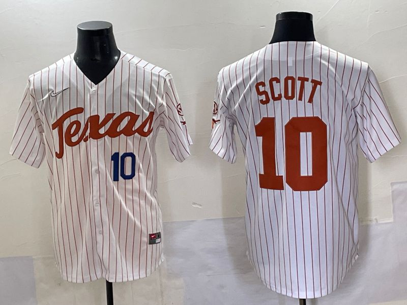 Men Texas Longhorns #10 Scott White stripe Nike joint Name NCAA 2025 Jersey style 2